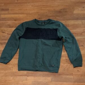Buffalo David Bitton Men's Forest Green and Black Crewneck Sweater